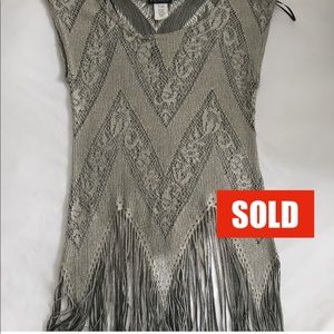 Flapper Style Metallic Silver Fringe Top/Shirt